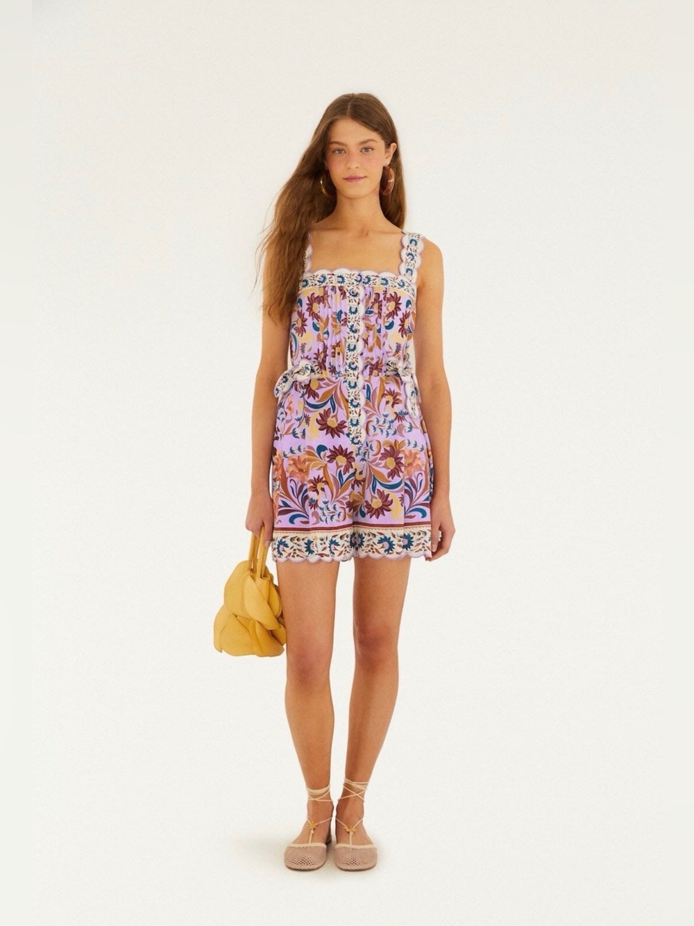 FARM Rio Flower Tiles Lilac Romper
